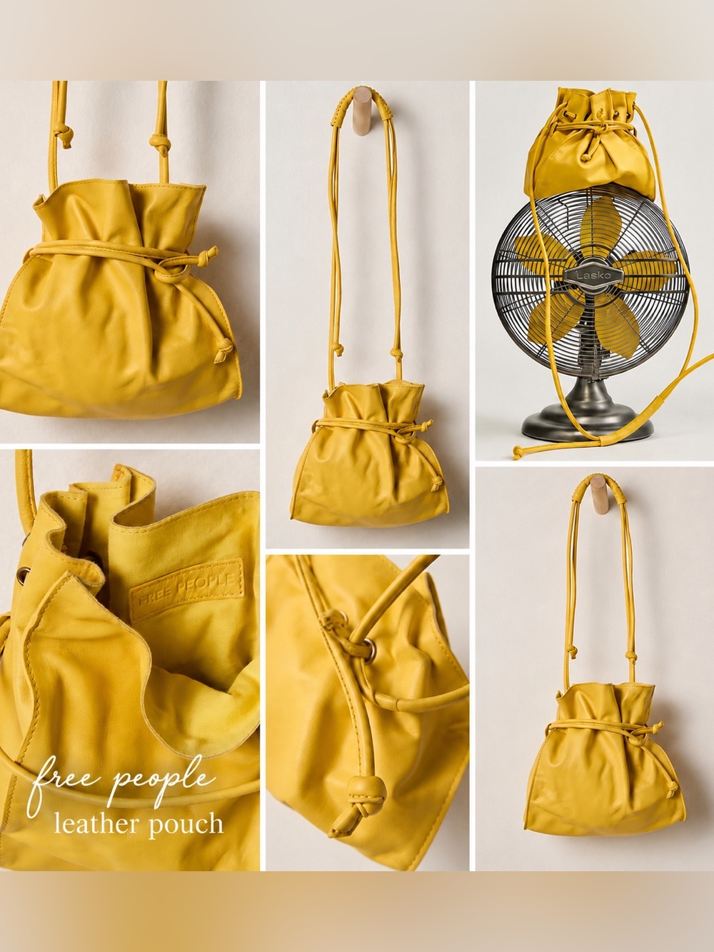 Free People Lucy Leather Pouch Suns Out Yellow Purse Bag